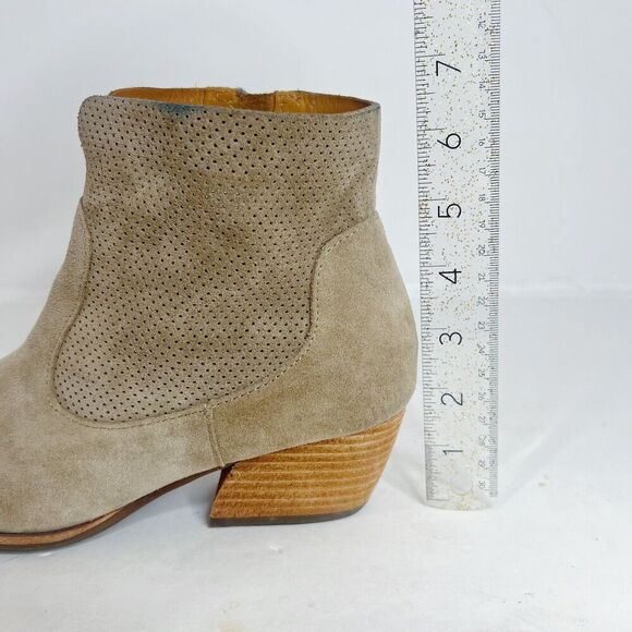 Kork-Ease Sherrill Booties Taupe Suede Ankle Boots Tan Leather Size 8.5 - Picture 8 of 12